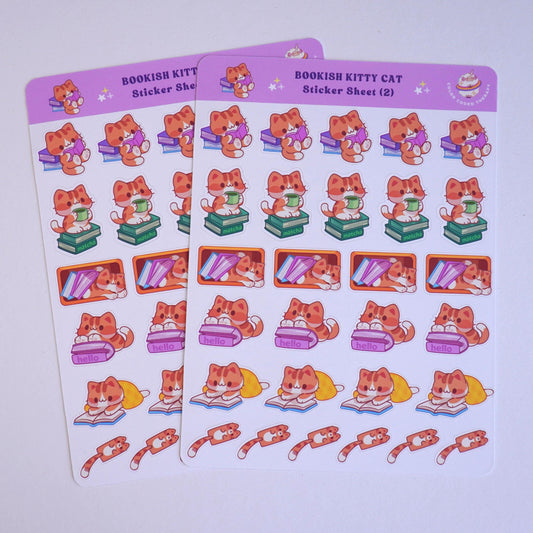 Bookish Kitty Cat (2) sticker sheet
