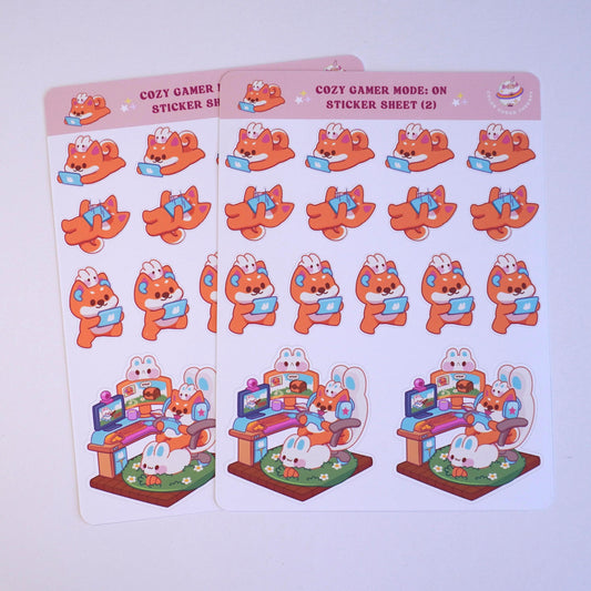 Cozy Gamer Mode: On (2) sticker sheet
