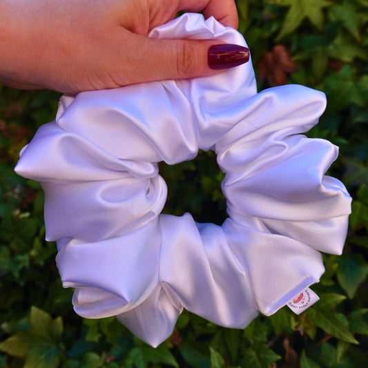 XXL Oversized Pearl White Satin Hair Scrunchie
