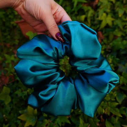XXL Oversized Dark Green Satin Hair Scrunchie