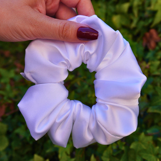 Pearl White Satin Hair Scrunchie