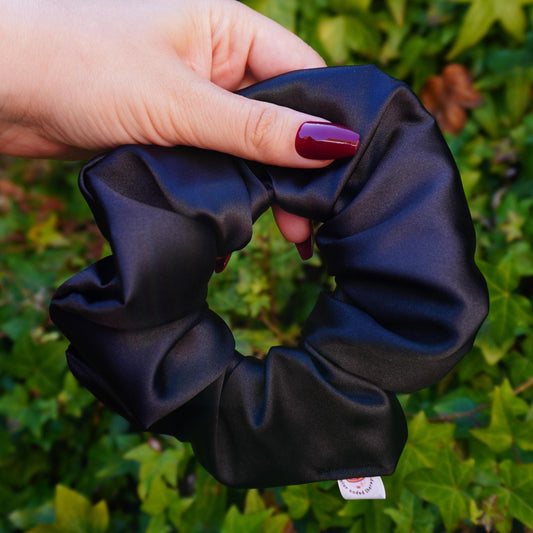 Black Satin Hair Scrunchie