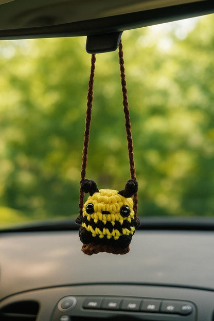 Crochet Bee Car Rearview Mirror Charm