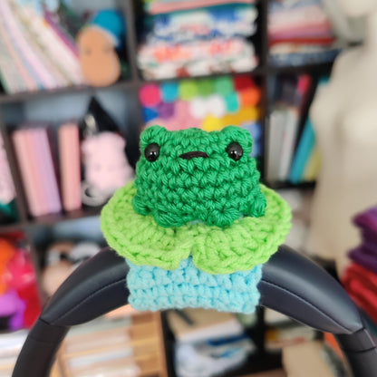 Crochet Headset Frog on Lilipad Cover