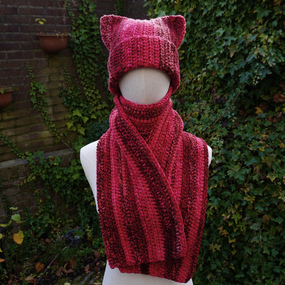 Red Cat Ear Beanie and Scarf Set