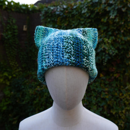 Blue Cat Ear Beanie and Scarf Set