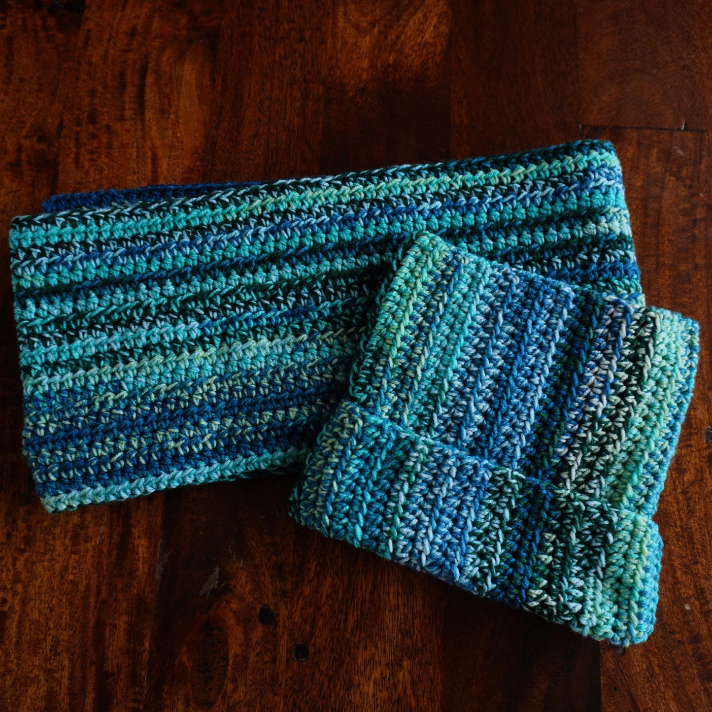 Blue Cat Ear Beanie and Scarf Set