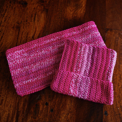 Pink Cat Ear Beanie and Scarf Set