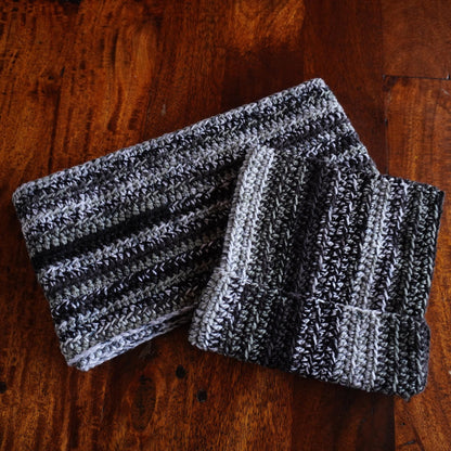 Black/White Cat Ear Beanie and Scarf Set