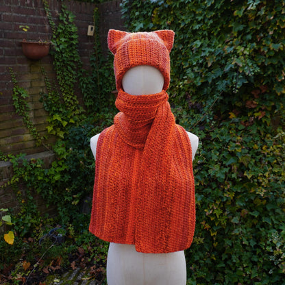 Orange Cat Ear Beanie and Scarf Set