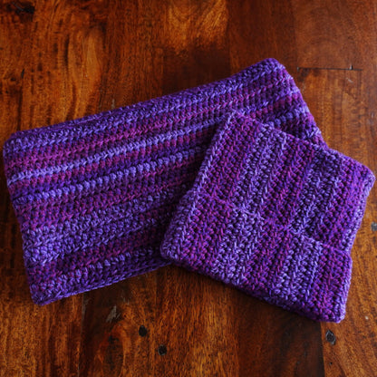 Purple Cat Ear Beanie and Scarf Set