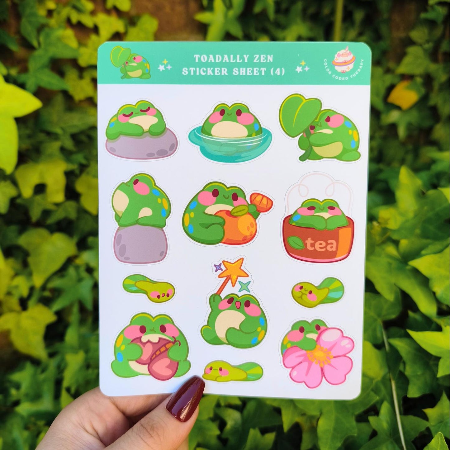 Toadally zen (4) sticker sheet