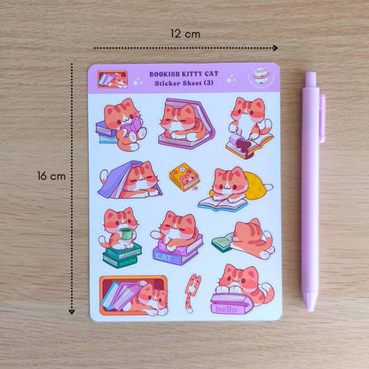 Bookish Kitty Cat (3) sticker sheet