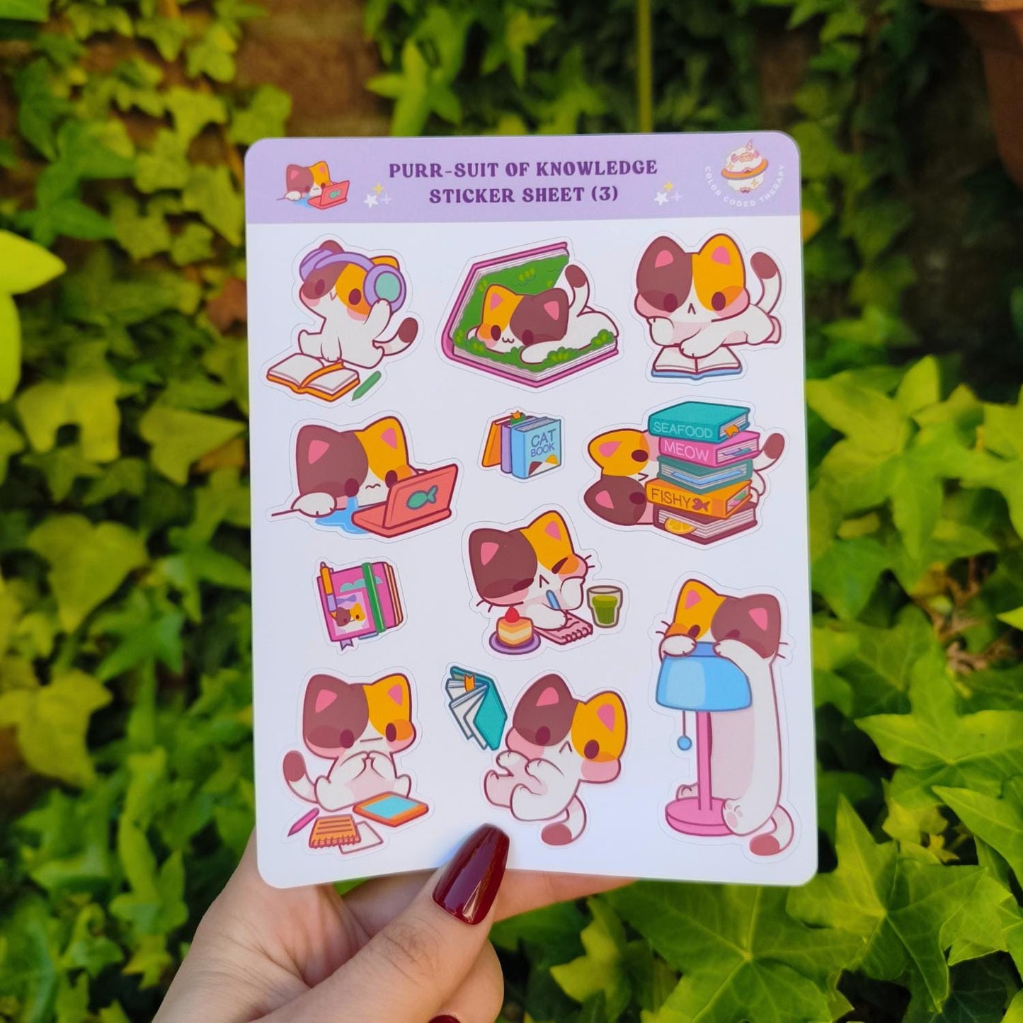Purr-suit of knowledge (3) sticker sheet