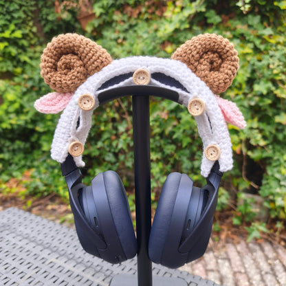 Crochet Lamb Headset Accessory: Handmade Headphone Headband Cover