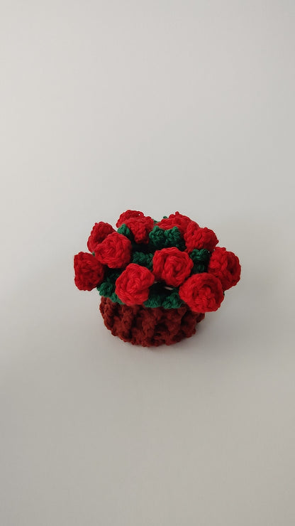 Red rose crochet coaster