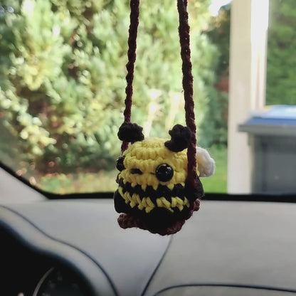 Crochet Bee Car Rearview Mirror Charm