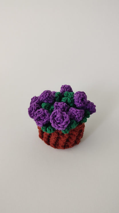 Purple rose crochet coaster