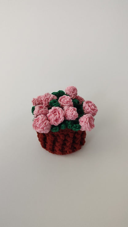 Pink rose crochet coaster
