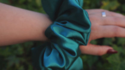 XXL Oversized Dark Green Satin Hair Scrunchie
