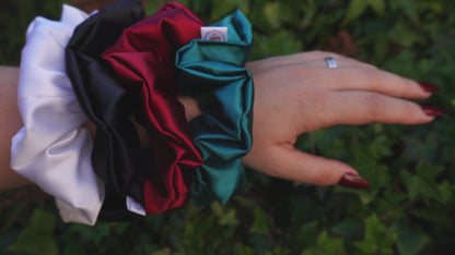 Dark Green Satin Hair Scrunchie
