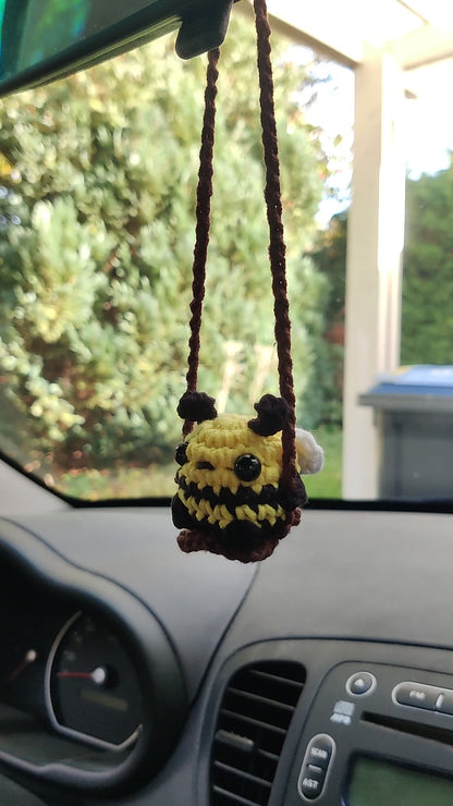 Crochet Bee Car Rearview Mirror Charm