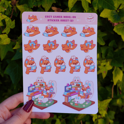 Cozy Gamer Mode: On (2) sticker sheet